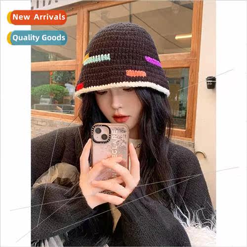 Patchwork color wool cap children autumn and winter Korean