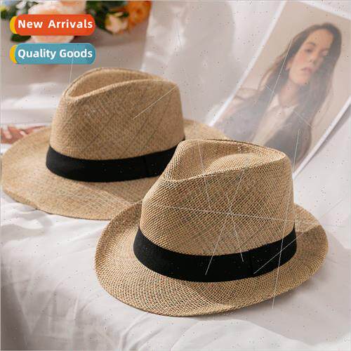 Retro jazz bowler hat summer men women straw hat breathable