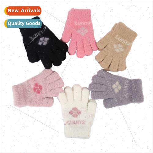 Children gloves winter warm cold new clover cute cartoon out