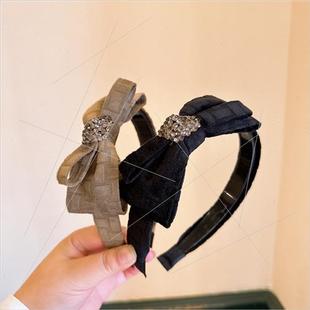 full diamonds headband high hair teeth bow slip hairpin