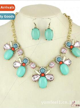 Europe Spring New Crystal Bee Necklace Jewelry Set S048