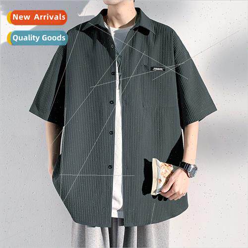 2023 summer HK big size ins short-sleeved lapel shirt men lo