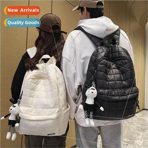 Cotton bag men 2024 winter new plaid solid color student sho