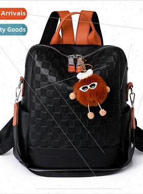 Soft Leather Shoulder Bag Women Fashion Black Whe Checkerboa