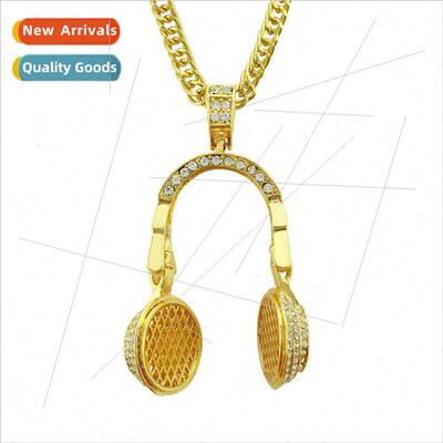 Europe men diamond earphone pendant necklace personalized ni