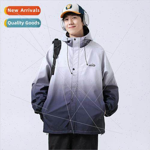 gradient color punching jacket men tide spring autumn nd gan