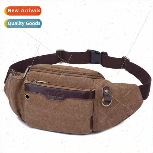 Men Outdoor Casual Waist Pack Men Canvas Durable Chest Pack