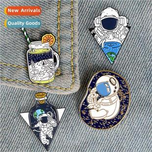 Astronaut Oil Badge Enamel Pin Alloy Space Drip