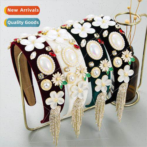 Hair bands retro baroque new flowers pearl tassel hair acces