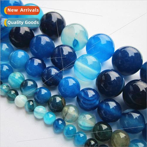 Striped blue agate DIY handmade jewelry sapphire blue agate
