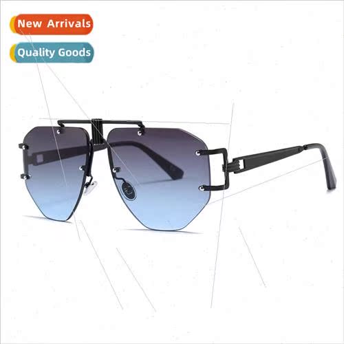 23010 rimless sunglasses female new irregular large frame gl