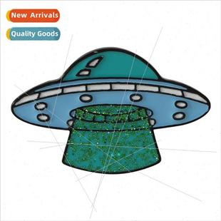 spacecraft alien oil drop creative brooch mysterious