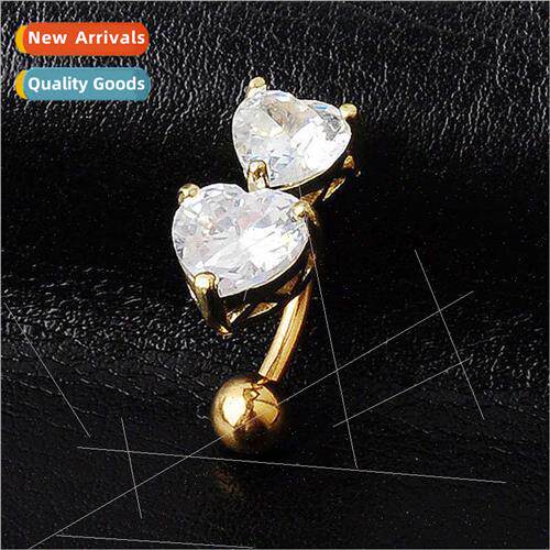 Fashion new love heart-shaped zirconia rewind belly button n