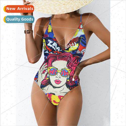 2022 New Swimsu Devil Blue Eyes Halter Bikini Swimsu i