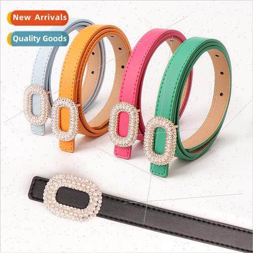 Pearl rhinestone buckle belt female new decorative skirt sen