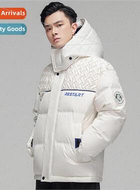 Short down jacket couple  2023 winter men women blue thicken