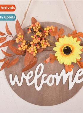 Halloween Autumn Colors Maple Leaf Wreath Pumpkin Berry Door