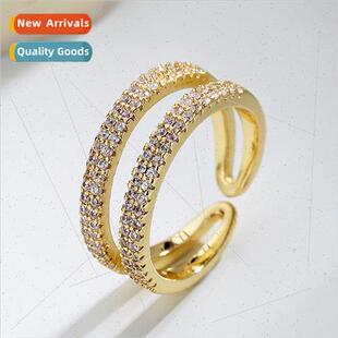 double row female Europe diamond ring open adjust brick