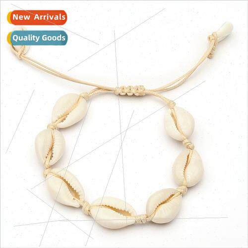 Natural Shell Bracelet Waxed Wire Braided Adjustable Shell B