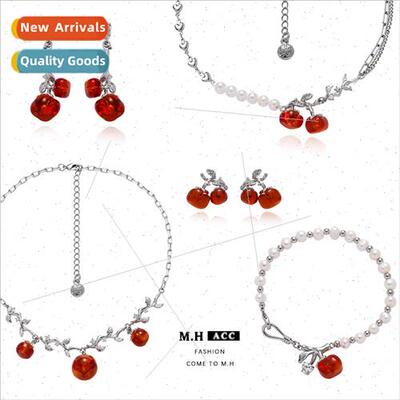 lver needle persimmon persimmon Ruyi earrings female retro M