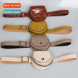 Women Belt Waist Green Thin Round Bag Small Half