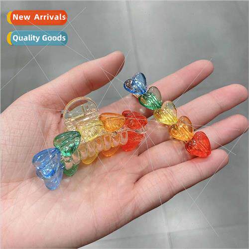 cute sweet rainbow color transparent heart peach heart color