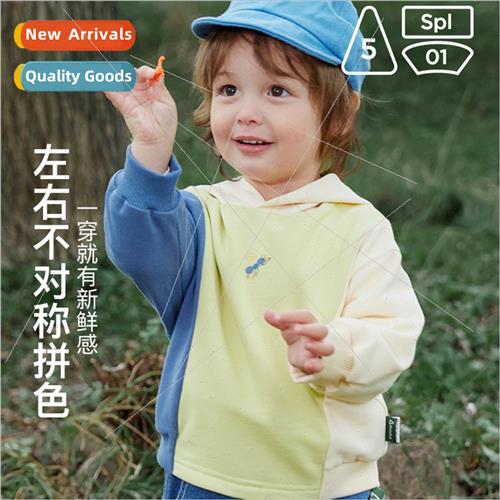 2024 spring new childrens pattern print top asymmetric splic