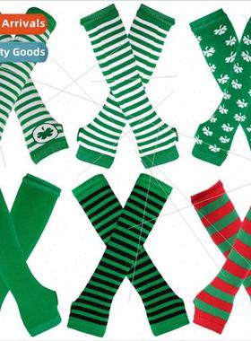 Irish Festival Green Long Gloves Fingerless Women Long Wrist