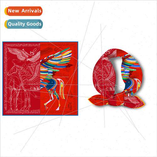 Big red small square scarf silk scarf female 2023 spring sum