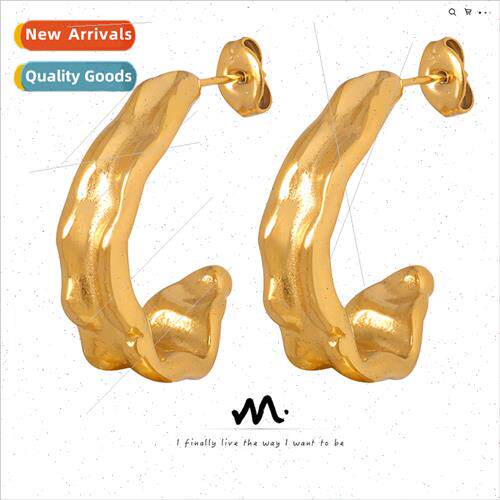 Europe metal fashion irregular embossed C-shaped earrings do