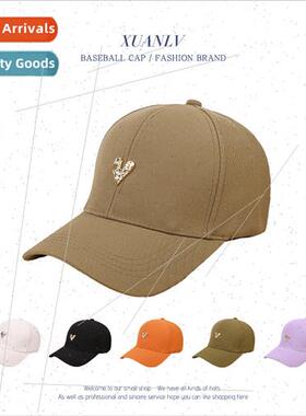 Metal love heart label hard top duck tongue sun hat summer o