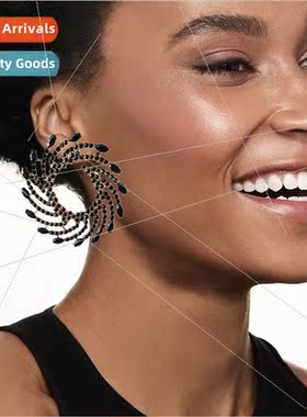 earringsEurope fashion spiral earrings super flash diamond n