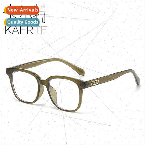 Large frame whe olive green eyeglasses female Korean tide ca