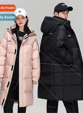 Winter new medium-length down jacket men women  loose hooded