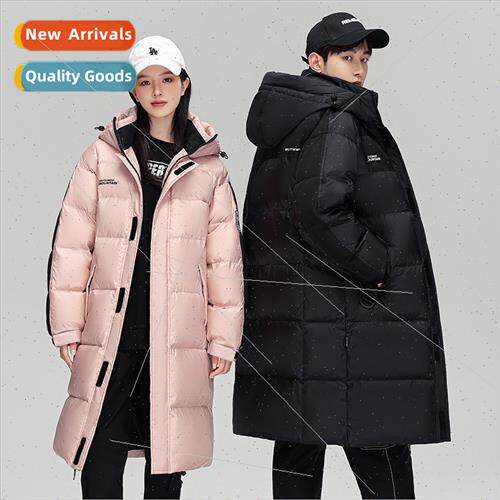 Winter new medium-length down jacket men women  loose hooded