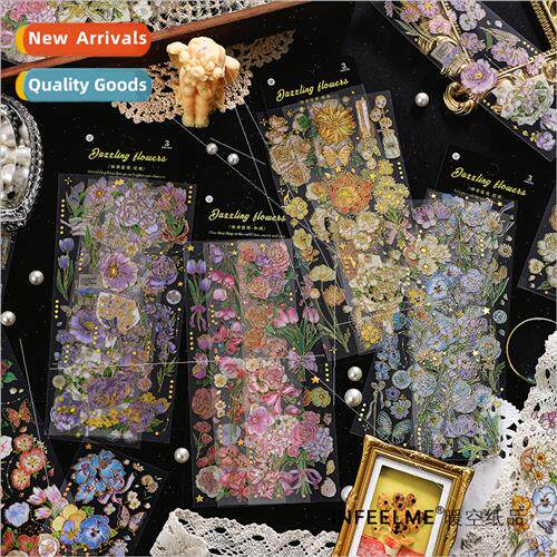PET hot stamping stickers Four s ssenger creative flowers ha