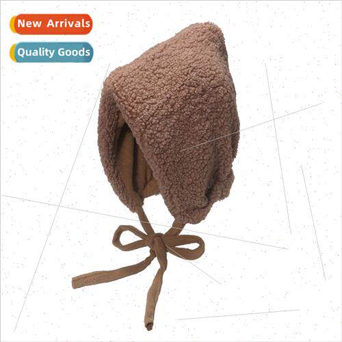 Korean  tie plush thunderbolt hat autumn winter lamb wool wa