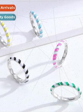 Drip Oil Two Color Enamel Crafted Finger Ring Ring Women Eur