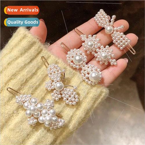 Xiang ins beautiful pearl flower hair clips retro one word c