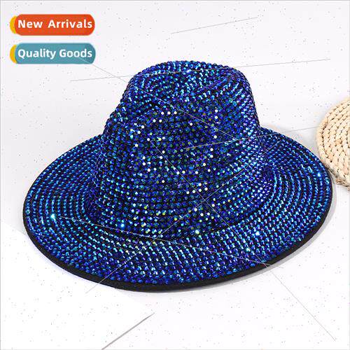 new banquet party fashion shiny rhinestone jazz cap Brish re