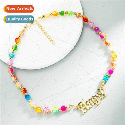 Europe ZA new colorful glaze resin necklace fashion English