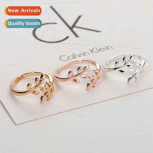 Korea Leaf Ring Laurel Leaf HJewelry lver Plated Women Jewel