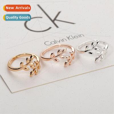 Korea Leaf Ring Laurel Leaf HJewelry lver Plated Women Jewel