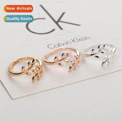 Korea Leaf Ring Laurel Leaf HJewelry lver Plated Women Jewel