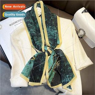 scarf spring fall silk gilt crepe neckerchief double