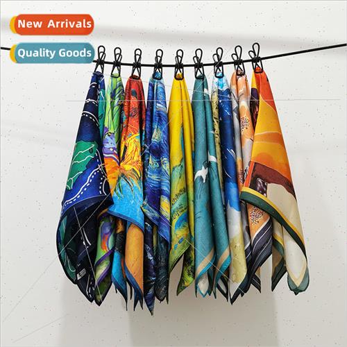 New oil painting Chinese silk silk scarf women scarf mulberr