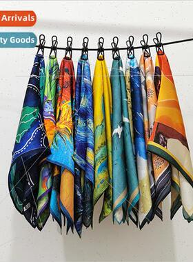 New oil painting Chinese silk silk scarf women scarf mulberr