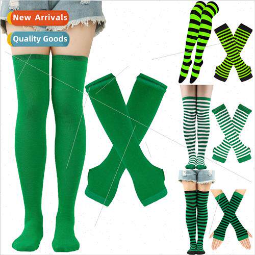 St Patrick Day Thigh High Socks Irish Stripe Socks Gloves Ho