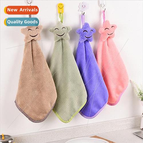 Bathroom Cute Hanging Star Coral Velvet HTowel Kchen Rag Dis