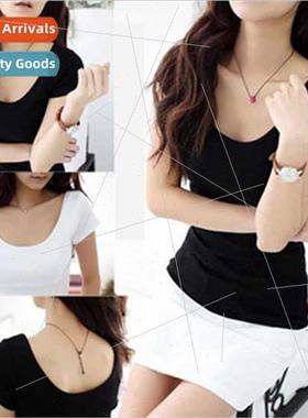 Women t-shirt short-sleeved combed cotton solid color sexy b